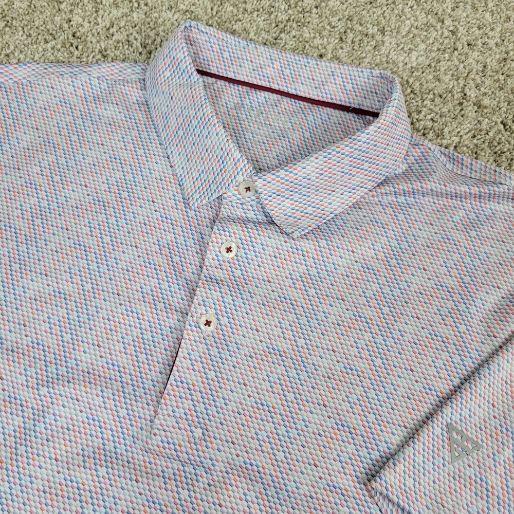 Maelreg Mens XL Multicolor AOP‎ Geometric Performance Stretch Polo SS